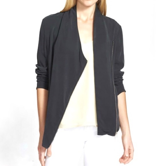 Trouve Jackets & Blazers - TROUVÉ Black Draped Moto Jacket